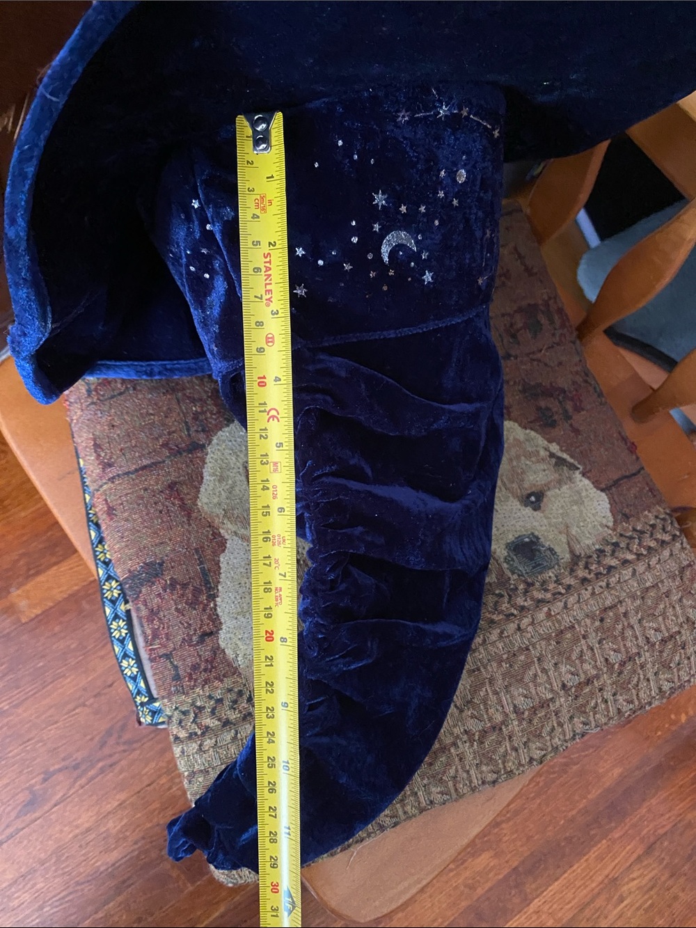 Spirit Hat Womens L/XL Blue Velvet Witch Wizard Slouch Galaxy Halloween like new - Picture 5 of 9